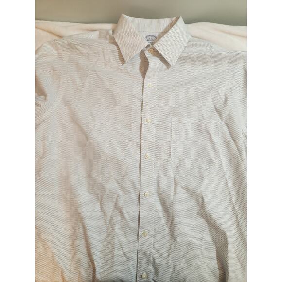 Brooks Brothers Shirt Mens Medium 16 32 White Blue Polka Dot Regent Long Sleeve - Picture 4 of 11